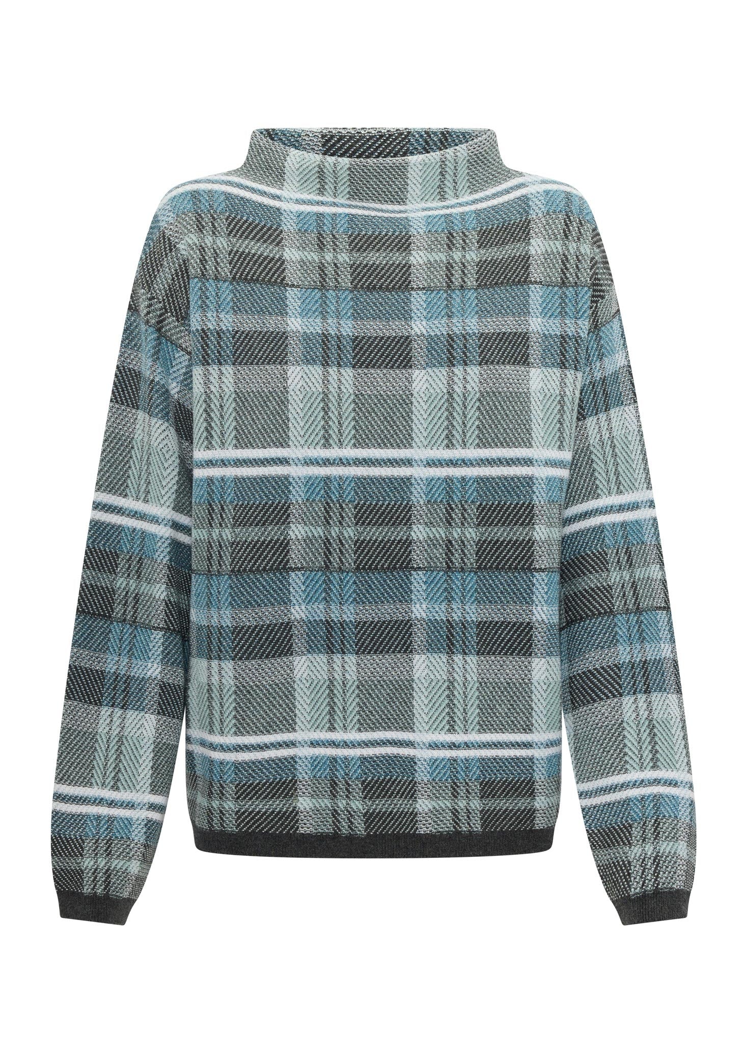 Pol Quinn Check Knit Blue Charcoal