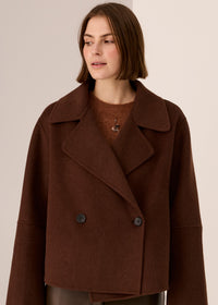 Pol Cohen Cropped Wool Coat Walnut