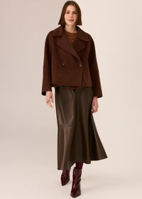Pol Cohen Cropped Wool Coat Walnut