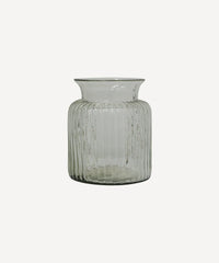 Wide Ribbed Glass Vase