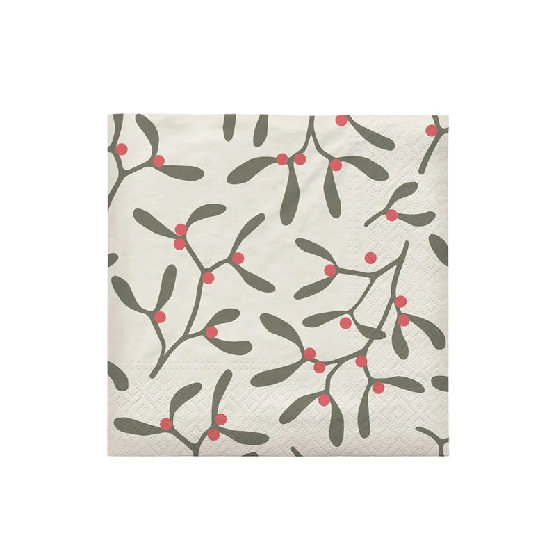 Broste Paper Napkins 20pk (Mistletoe Red/Green)