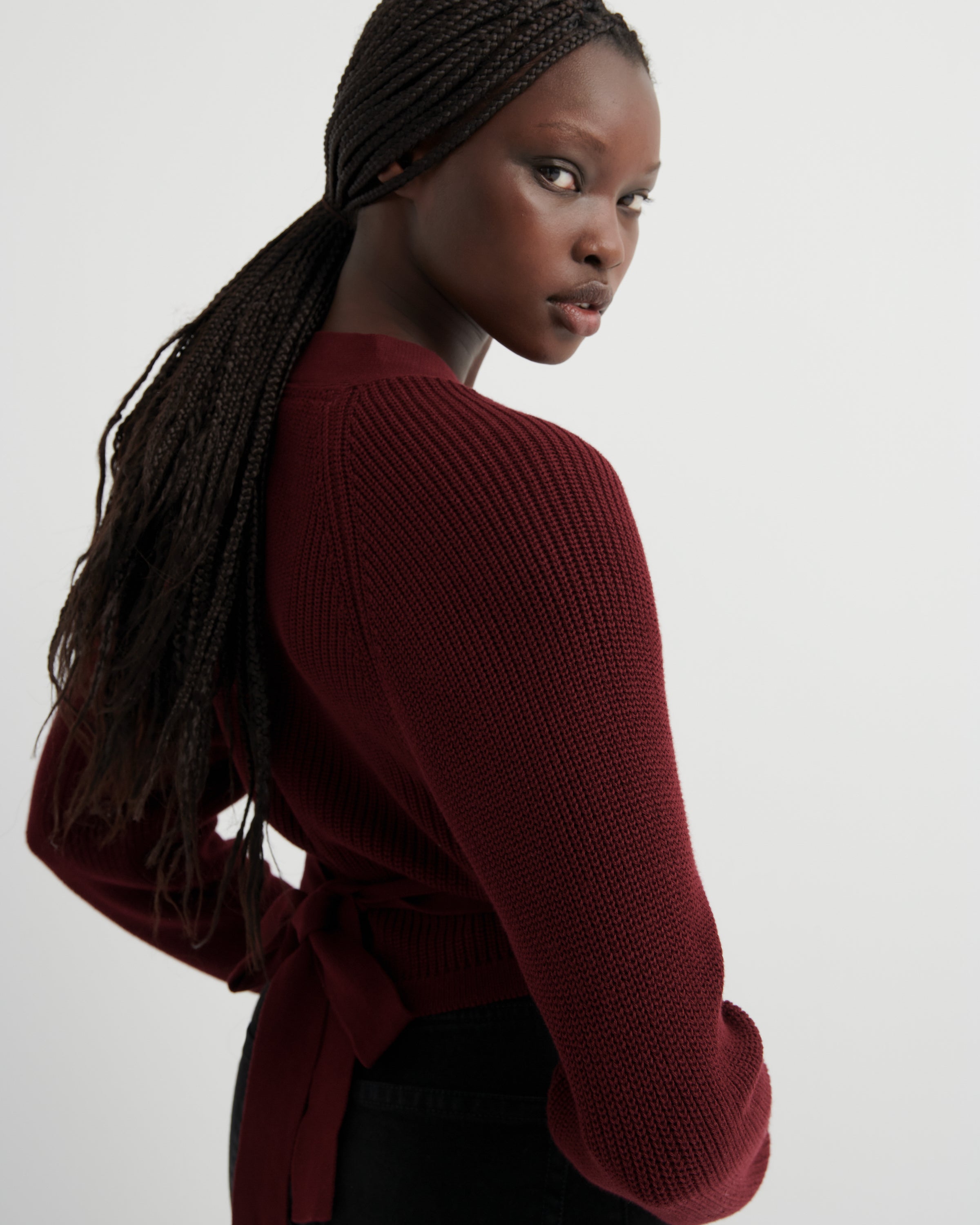 Kowtow Composure Cardigan Maroon