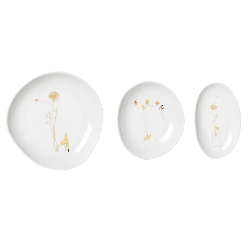 Porcelain Bowls Set of 3 | Wonderland Gold