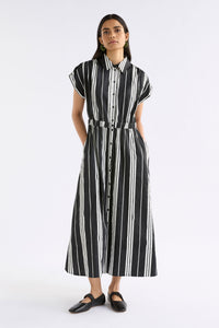 Elk Reza Shirt Dress Fez Stripe Black