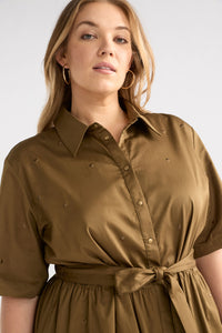 Elk Stuud Long Shirt Dress Olive