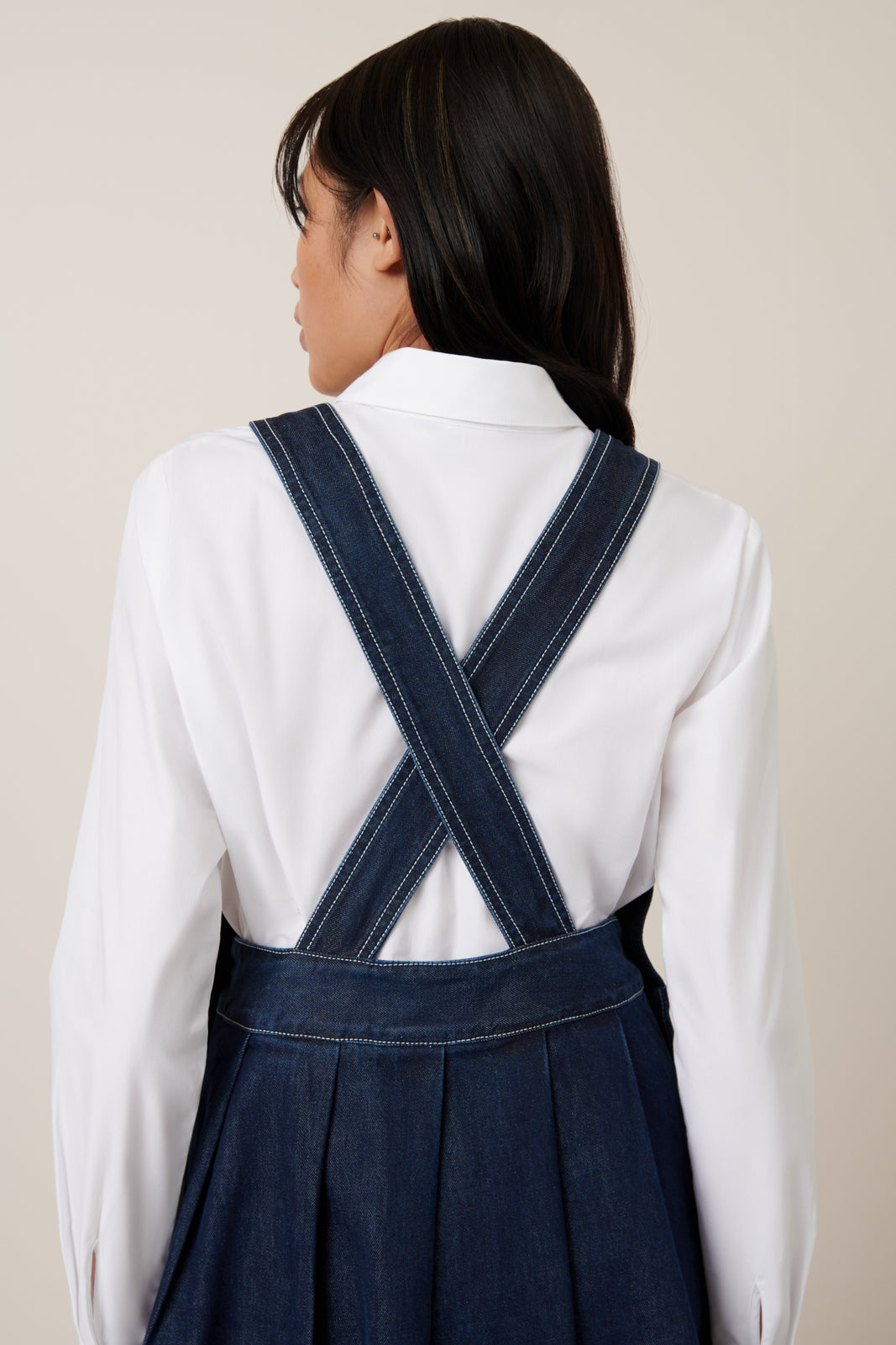 kowtow denim dress Kowtow Knotted Tie Dress - Striped Print Lightweight Denim