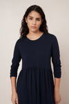Kowtow Long Sleeve Gather Dress Navy