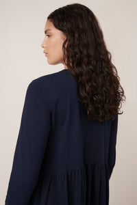 Kowtow Long Sleeve Gather Dress Navy