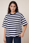 Kowtow Oversized Boxy Tee Navy/White Stripe