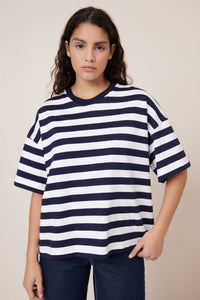 Kowtow Oversized Boxy Tee Navy/White Stripe