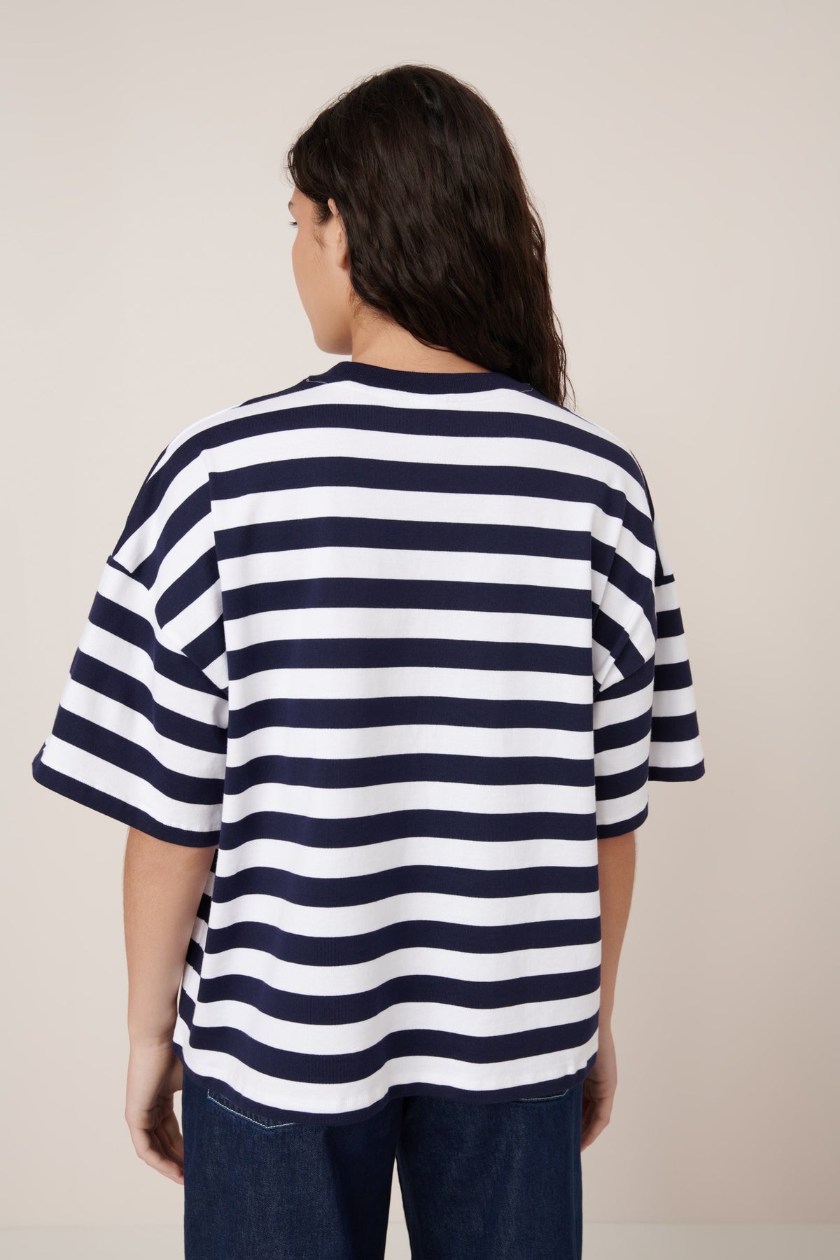 Kowtow Oversized Boxy Tee Navy/White Stripe