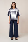 Kowtow Oversized Boxy Tee Navy/White Stripe