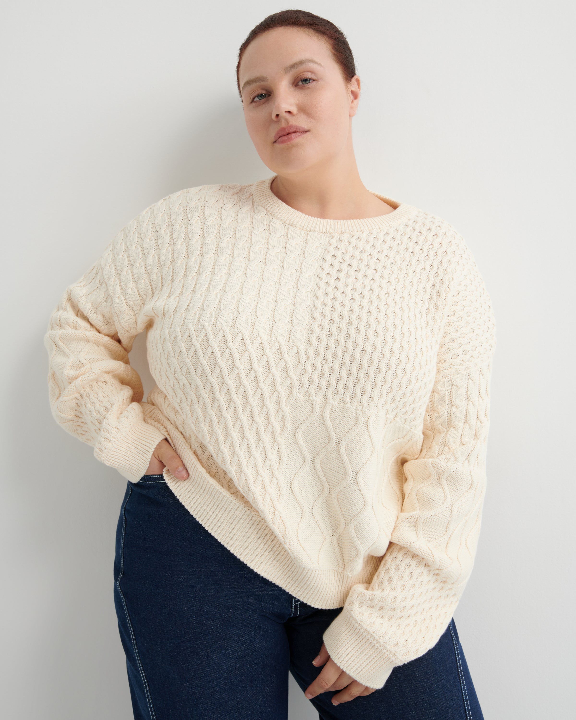 Kowtow Patchwork Jumper Chalk