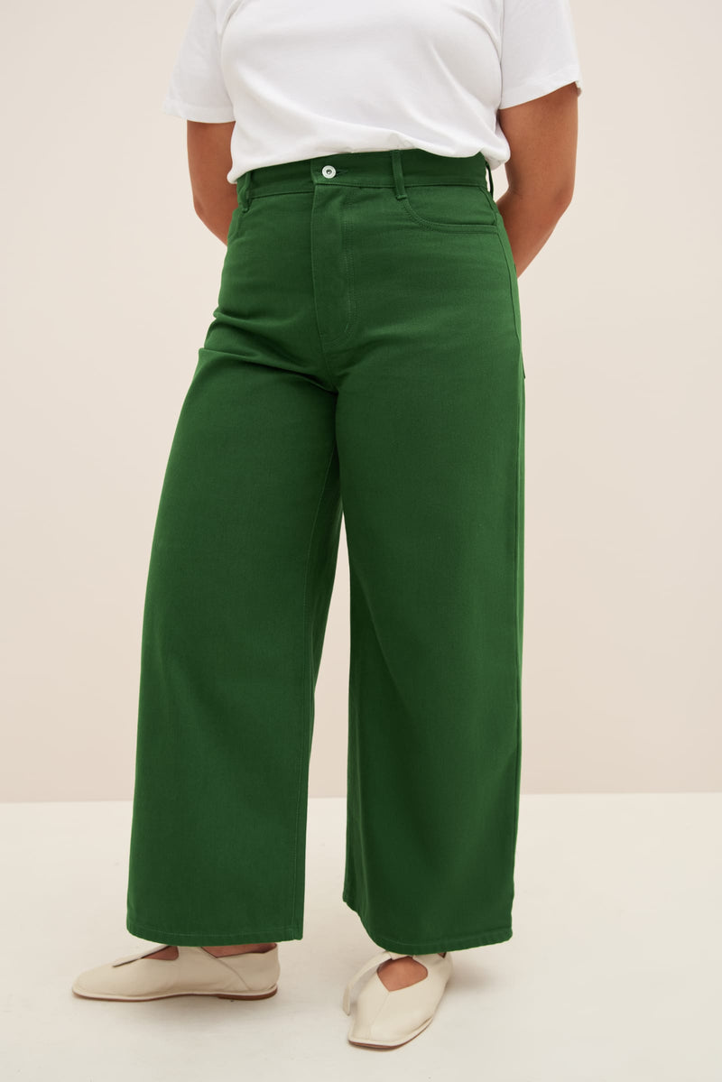 Kowtow Green Denim Sailor Jeans