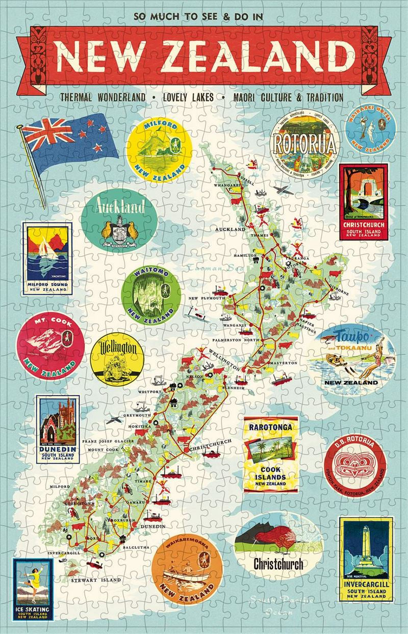 Vintage Puzzle NZ Map 500pcs.