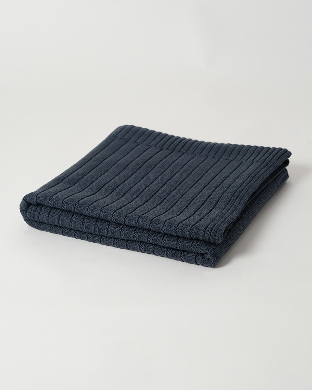 Merino Rib Knit Blanket | Denim