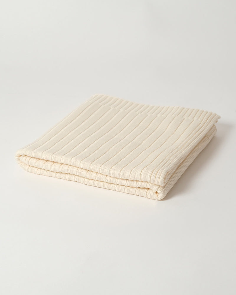 Merino Rib Knit Blanket | Cream