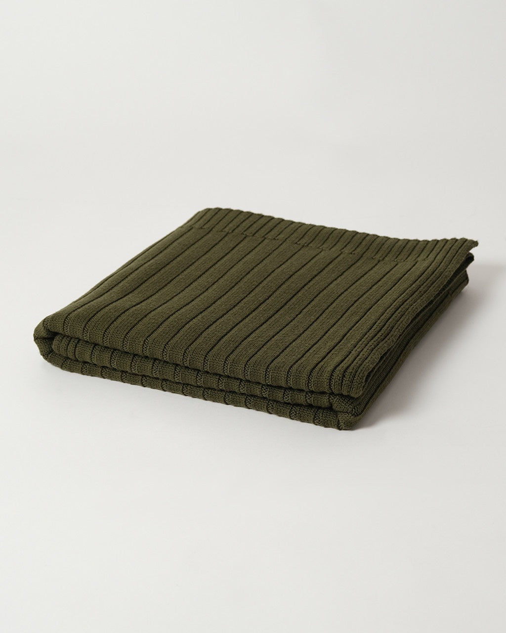 Merino Rib Knit Blanket | Moss