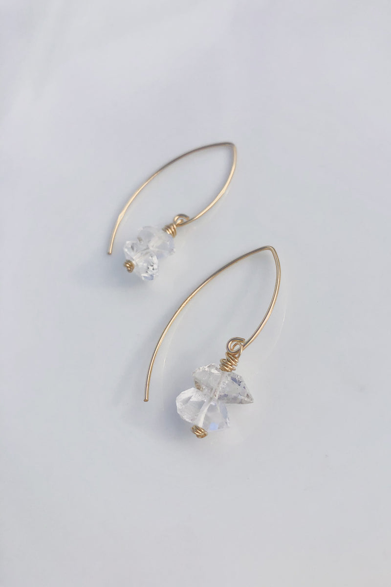 Raw Drop Earrings | Herkimer Diamond