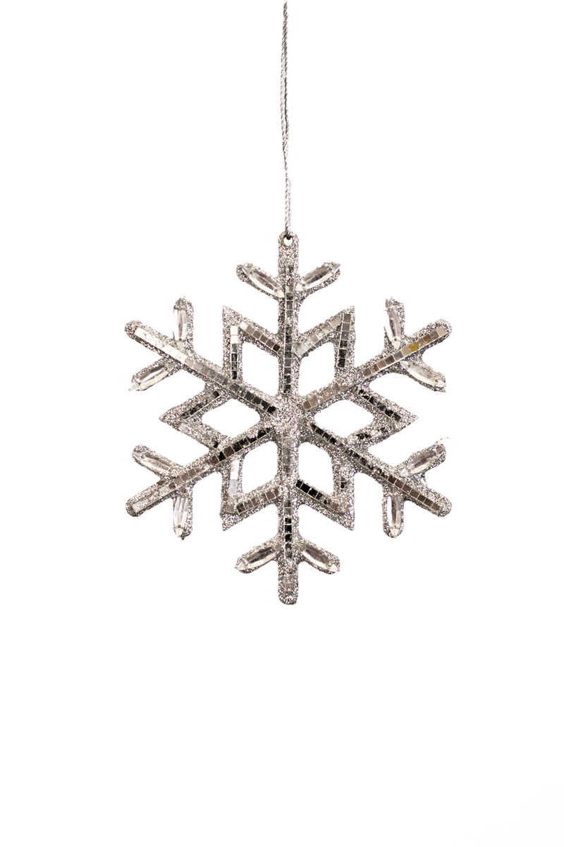 Beaded Hanging Snowflake Silver